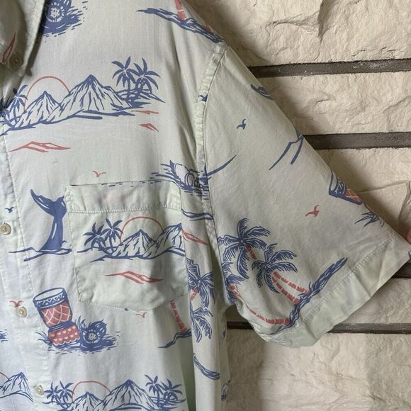 Chaps Men's Button-Up Shirt Tropical Print Short Sleeve XL Cotton Blend Resort - Picture 3 of 7